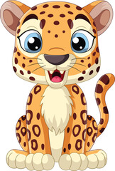 Cute little leopard cartoon sitting © tigatelu