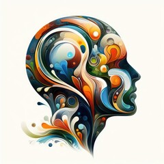 Abstract Artistic Human Profile - Colorful Mind Exploration
