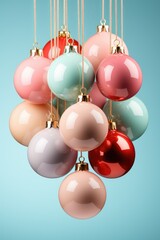 A holiday card with stylish shiny Christmas balls. Christmas decorations. 