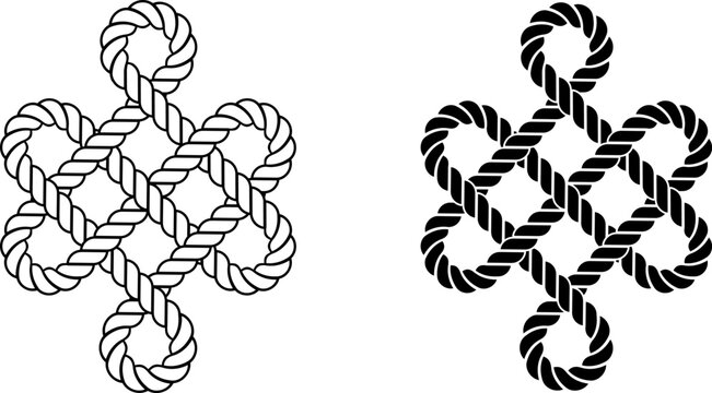 outline silhouette mystical rope knot symbol set