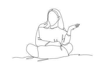 One continuous line drawing of Happy people lying with pillows. Deep dream and bedtime concept. Doodle vector illustration in simple linear style.