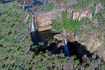 Aerial view of the twin falls, Kakadu National Park, Northern Territory, Australia.