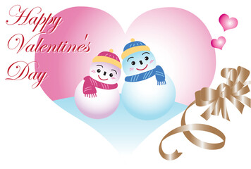 雪だるまのカップルのバレンタインカード
