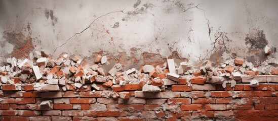 The backdrop is comprised of a deteriorating section of a brick wall from an aging structure