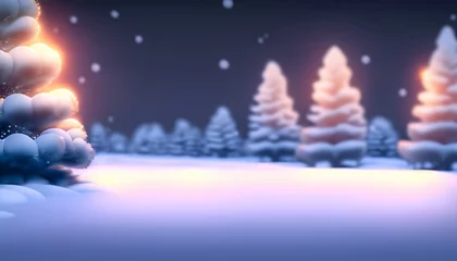 Deurstickers end of year snow season, winter on christmas eve, Beautiful tree in winter landscape, season, snow, end of year, new year, christmas, christmas eve © yogia10