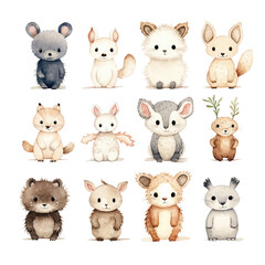 Obraz premium Watercolor illustration of an anthropomorphic animals