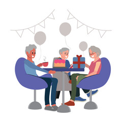 Cute elderly woman rides an electric scooter. .eps, Cute elderly woman rides an electric scooter.