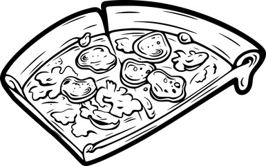 outline illustration of slice pizza 
