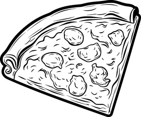 outline illustration of slice pizza 