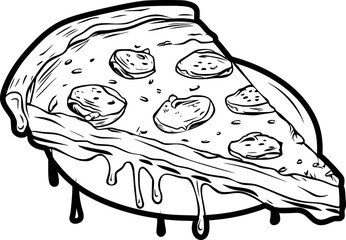 outline illustration of slice pizza 