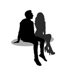 Couple sitting silhouette 