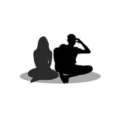 Couple sitting silhouette 