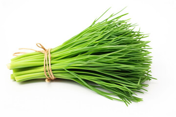 Fresh green chives isolated on white background