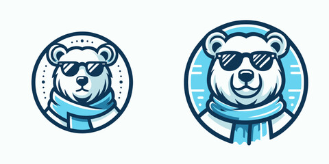 polar bear logo design cool sunglass vector