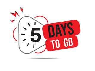5 days to go, 5 countdown left day logo icon, count time sale, five day left colorful vector illustration