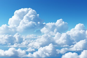 Naklejka na ściany i meble Majestic Sky: Expansive Blue Canopy with Fluffy Clouds, Illustrating Serenity and Infinite Vastness