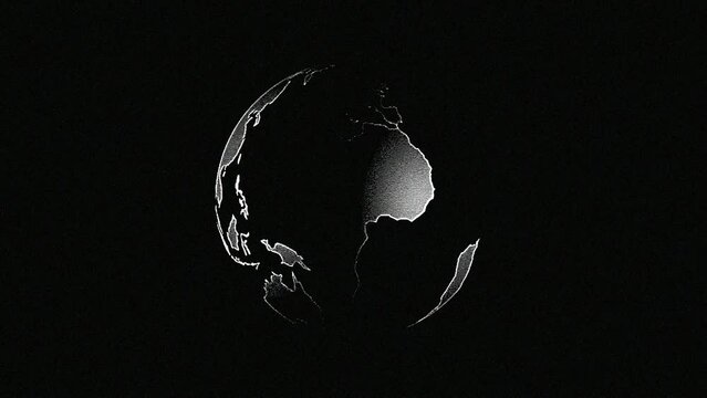Creative minimal animation of globe earth. Concept world with black background. 4K animation, 3d illustration. Earth rotate
