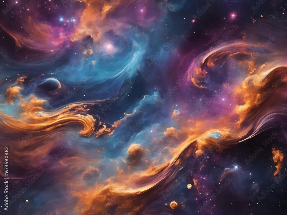 Wall mural a colorful galaxy with a blue and pink background generative ai