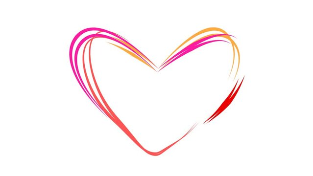Heart animatin on white background. Line art heart icon concept illustration. romantic relationship. 4k video illustration.
