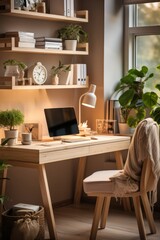 Sleek and organized home office setup for a productive webinar host, Generative AI