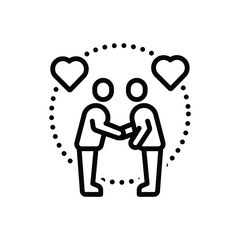 Black line icon for relationship 