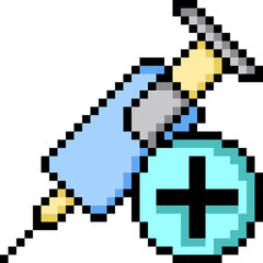 Syringe, Vaccine, Pixelart, Add, Medical Collection Set. 
