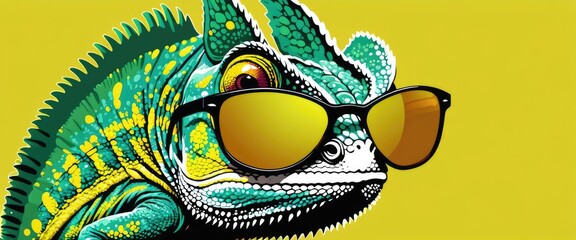 Vector art of a chameleon with sunglasses