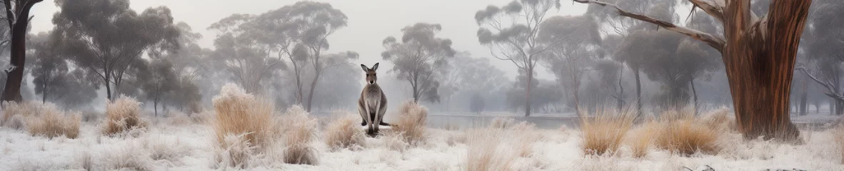 Tuinposter A Banner Photo of a Kangaroo in a Winter Setting © Nathan Hutchcraft