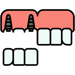 Dental Bridge Icon. Prosthesis Tooth Surgery Symbol Stock Illustration. Vector Solid Icons For UI Web Design And Presentation