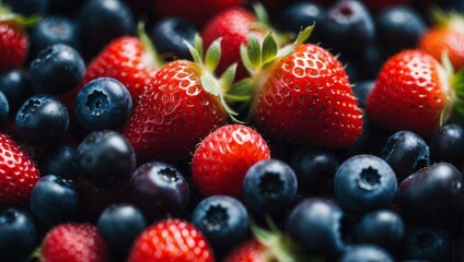 Obraz premium strawberries and blueberries. Generative AI 