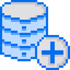 Data, Pixelart, Plus, Add, Database Collection Set. 