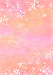 上下に雪が舞う水彩暖色系の背景