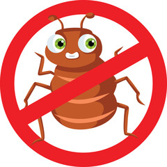 Warning Sign Against Lice Vector Cartoon Icon Illustration. Attention icon for no parasite hygiene prevention repellent label design
