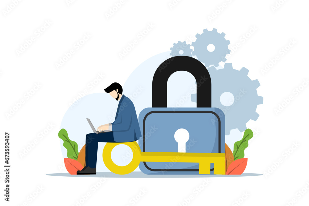 Poster concept of personal data security, online cyber data security, internet security or information priv
