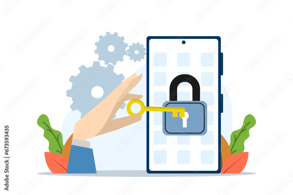Poster concept of personal data security, online cyber data security, internet security or information priv
