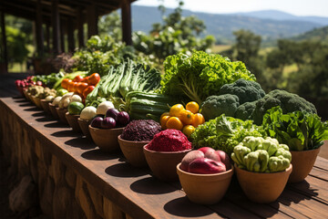 vegetables and herbs on a traditional farm - obrazy, fototapety, plakaty