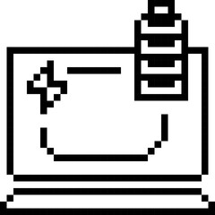 Obraz premium Laptop Battery, Power, Charge, Pixelart Art, Notebook Collection Set. 