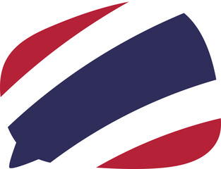 Red, white and blue colored speech bubble icon, as the colors of Thailand flag. Flat design illustration.	