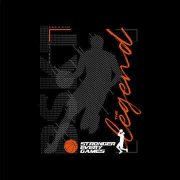 Vector illustration on the theme of basketball . Sport typography, t-shirt graphics, poster, banner, flyer, print and postcard 
