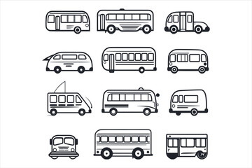 School all element and buses vector bundle 