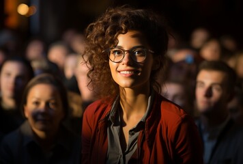 Smiling woman standing on street