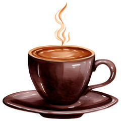 Black Cup of coffee with coffee beans Autumn illustration