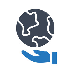 Planet earth care vector icon