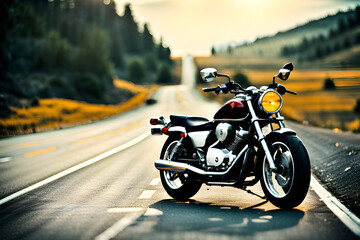 Fototapeta premium motorcycle on the road. Generative AI
