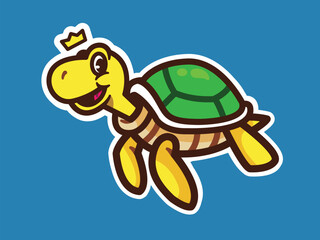 Happy Turtle with a Green Shell
