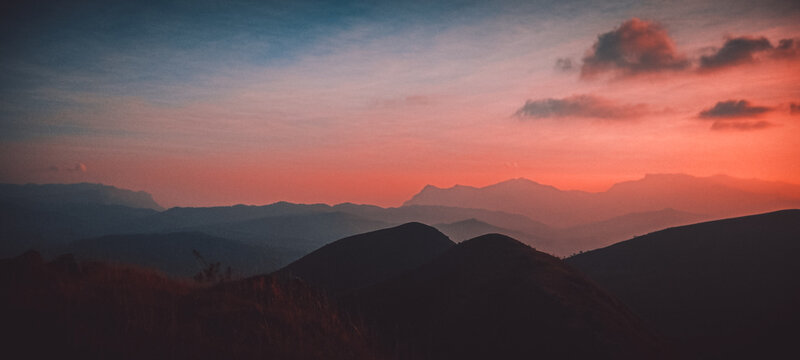 sunset in the mountains,landscape image,beautiful nature