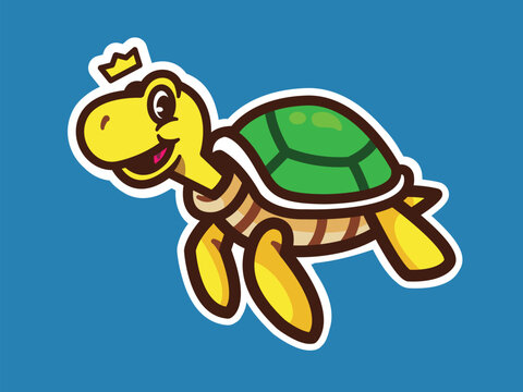 Happy Turtle with a Green Shell