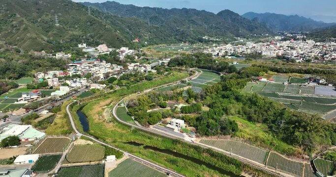 Drone fly over the Dahu strawberry field