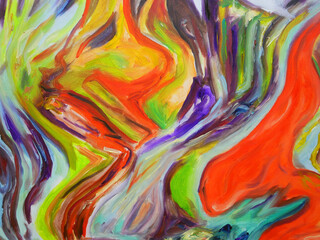 Fototapeta premium Bright colors abstract background, brush texture, fragment of acrylic painting background grunge texture.