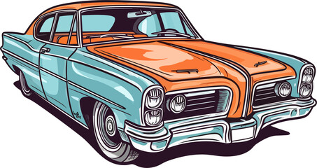 Pontiac Catalina Vintage Car Illustration ,Old Vintage Car Illustration - obrazy, fototapety, plakaty